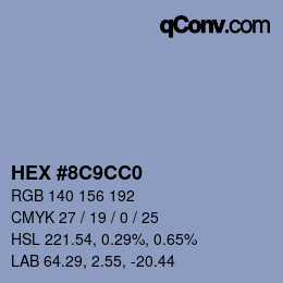颜色代码: HEX #8C9CC0 | qconv.com