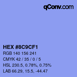 Color code: HEX #8C9CF1 | qconv.com