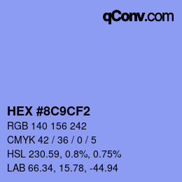 Color code: HEX #8C9CF2 | qconv.com