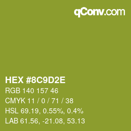 Color code: HEX #8C9D2E | qconv.com