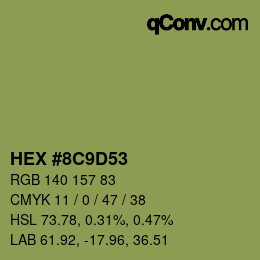 Farbcode: HEX #8C9D53 | qconv.com