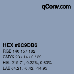 颜色代码: HEX #8C9DB6 | qconv.com