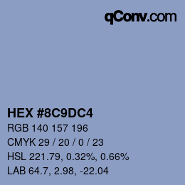 Color code: HEX #8C9DC4 | qconv.com