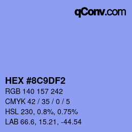 Color code: HEX #8C9DF2 | qconv.com