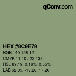 Color code: HEX #8C9E79 | qconv.com