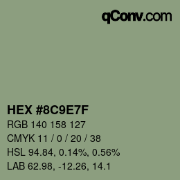 Color code: HEX #8C9E7F | qconv.com