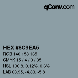 Color code: HEX #8C9EA5 | qconv.com