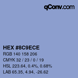 Color code: HEX #8C9ECE | qconv.com