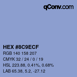Color code: HEX #8C9ECF | qconv.com