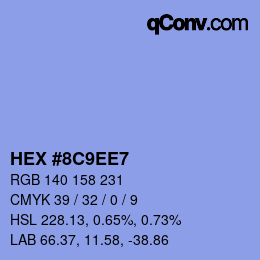 Color code: HEX #8C9EE7 | qconv.com