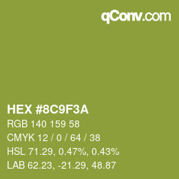 カラーコード: HEX #8C9F3A | qconv.com