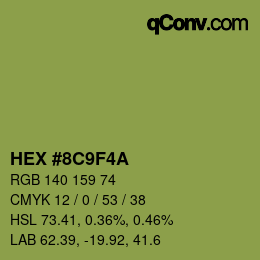 カラーコード: HEX #8C9F4A | qconv.com