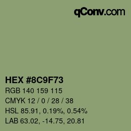 Color code: HEX #8C9F73 | qconv.com