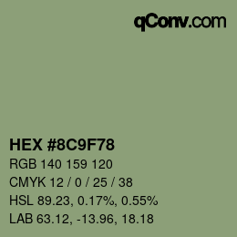 Color code: HEX #8C9F78 | qconv.com