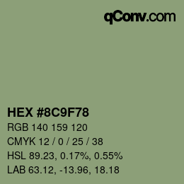 カラーコード: HEX #8C9F78 | qconv.com