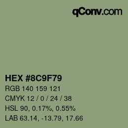 Color code: HEX #8C9F79 | qconv.com