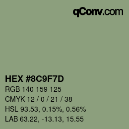 Color code: HEX #8C9F7D | qconv.com