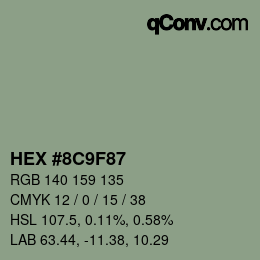Color code: HEX #8C9F87 | qconv.com