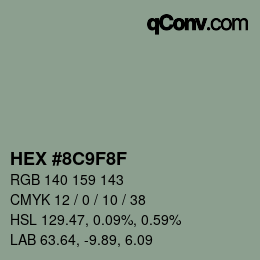 Color code: HEX #8C9F8F | qconv.com