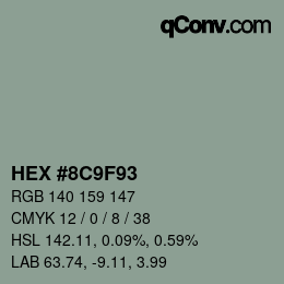 Color code: HEX #8C9F93 | qconv.com