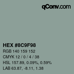 Color code: HEX #8C9F98 | qconv.com