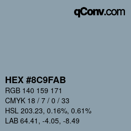 カラーコード: HEX #8C9FAB | qconv.com