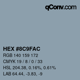 颜色代码: HEX #8C9FAC | qconv.com