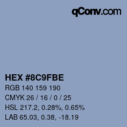 カラーコード: HEX #8C9FBE | qconv.com