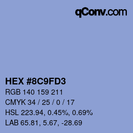 Color code: HEX #8C9FD3 | qconv.com