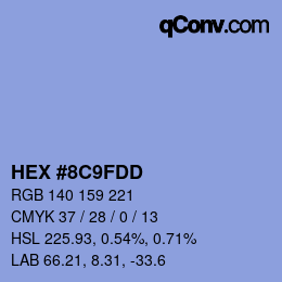 Farbcode: HEX #8C9FDD | qconv.com