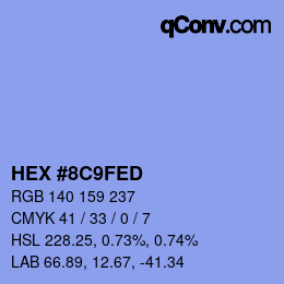 Color code: HEX #8C9FED | qconv.com