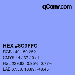 Farbcode: HEX #8C9FFC | qconv.com