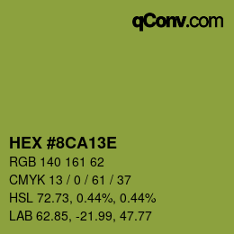 Color code: HEX #8CA13E | qconv.com