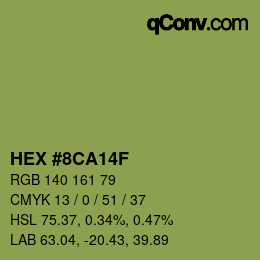 カラーコード: HEX #8CA14F | qconv.com