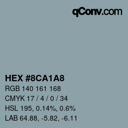 Color code: HEX #8CA1A8 | qconv.com