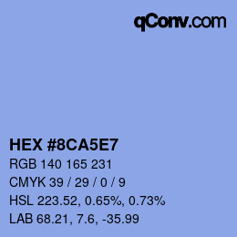カラーコード: HEX #8CA5E7 | qconv.com