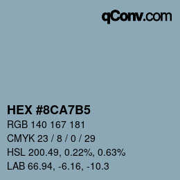 颜色代码: HEX #8CA7B5 | qconv.com