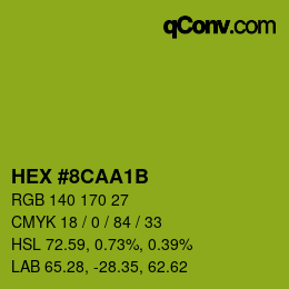 Color code: HEX #8CAA1B | qconv.com