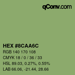 Color code: HEX #8CAA6C | qconv.com