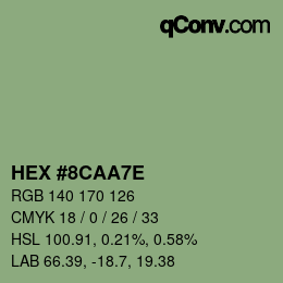 颜色代码: HEX #8CAA7E | qconv.com