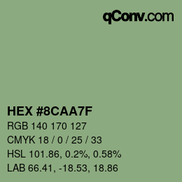 Farbcode: HEX #8CAA7F | qconv.com
