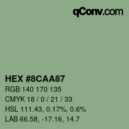 Color code: HEX #8CAA87 | qconv.com