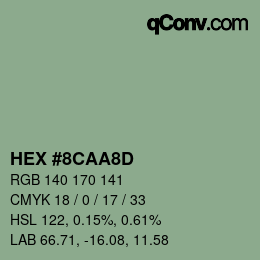 Color code: HEX #8CAA8D | qconv.com