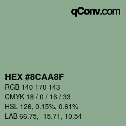 Color code: HEX #8CAA8F | qconv.com