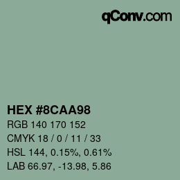 Color code: HEX #8CAA98 | qconv.com