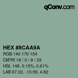 Color code: HEX #8CAA9A | qconv.com