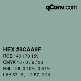 カラーコード: HEX #8CAA9F | qconv.com