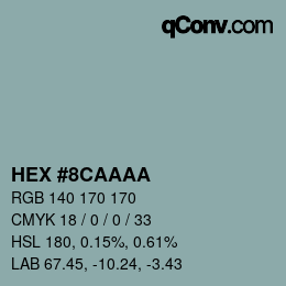 Color code: HEX #8CAAAA | qconv.com
