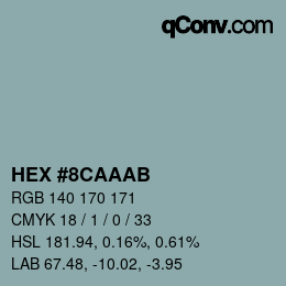 Color code: HEX #8CAAAB | qconv.com