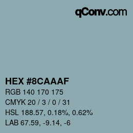 Color code: HEX #8CAAAF | qconv.com